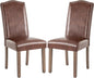 Stylish Upholstered Parsons Dining Chair PU Faux Leather with Silver Nailhead Trim and Sturdy Solid Wood Legs