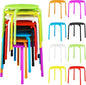 VECELO Stackable Stools for Classroom, 12" Height Plastic Portable Stacking Stool Chairs with Non-Slip Foot Mats for School Daycare Kindergarten Living Room (8 Pack)