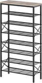 8 Tier Shoe Rack, Shoe Storage Organizer, Large Capacity Shoe Shelf Holds 32 Pairs of Shoes, Durable and Stable, for Entryway, Hallway, Closet, Dorm Room, Greige and Black SS08BG