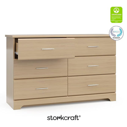 Storkcraft Brookside 6-Drawer Dresser (Driftwood) – GREENGUARD Gold Certified, Nursery & Kids Storage, Nursery Essentials, Kids Room Storage, Durable Bedroom Dresser