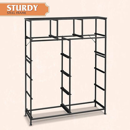 WLIVE Storage Organizer Unit with 11 Fabric Bins, Storage Drawers Organizer with Steel Frame, Tall Storage Tower Organizaton for Living Room, Hallway, Office, Charcoal Black Wood Grain Print