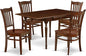 East West Furniture MZGR5-MAH-W 5 Piece Modern Dining Table Set Includes a Rectangle Wooden Table with Dropleaf and 4 Dining Room Chairs, 36x54 Inch, Mahogany