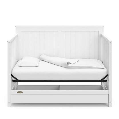 Graco Hadley 5-in-1 Convertible Crib with Drawer (White) – GREENGUARD Gold Certified, Crib with Drawer Combo, Full-Size Nursery Storage Drawer, Converts to Toddler Bed, Daybed