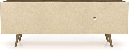 Manhattan Comfort Liberty Mid Century Modern TV Stand for Televisions up to 60 Inches, Bedroom and Living Room Entertainment Center with Storage, Shelves, and Cabinet, 63" Wide, Rustic Brown/White