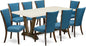 East West Furniture V727VE721-9 9 Piece Dining Set Includes a Rectangle Dining Room Table with V-Legs and 8 Blue Color Linen Fabric Upholstered Parson Chairs, 40x72 Inch, Multi-Color