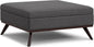SIMPLIHOME Owen 40 inch Wide Mid Century Modern Square XL Coffee Table Storage Ottoman in Slate Grey Polyester Fabric, Assembled, for The Living Room, Entryway and Family Room