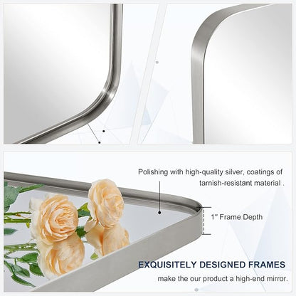 ANDY STAR Brushed Nickel Mirrors for Bathroom Sink, 30x55 Inch Bathroom Vanity Mirror with Rectangular Metal Frame-Modern Clean Design with Superior Stainless Steel Frame