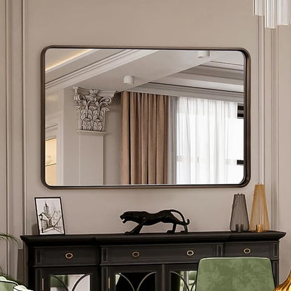 ANDY STAR Bronze Bathroom Mirror 30X40, Large Brushed Bronze Mirror for Wall, Rounded Rectangle Mirror Oil Rubbed Bronze, Bronze Vanity Mirrors in Metal Frame Hangs Horizontal Or Vertical