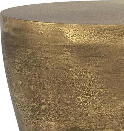 SIMPLIHOME Cavan Metal Side Table in Antique Brass, 16.5" Round, 17.75" H, Cast Aluminum Accent Table for Living Room, Bedroom, Office, Mid-Century Modern Design