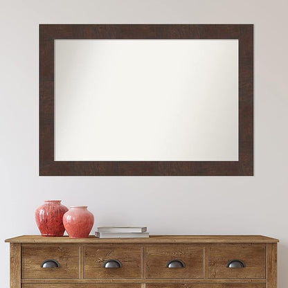 Amanti Art White Bathroom Mirror for Over Sink, 28x40 Wedge White Rectangle Vanity Mirror, Large Modern Frame, Hangs Horizonally and Vertically, Bathroom Wall Decor, Non-Beveled Edge from WI, USA