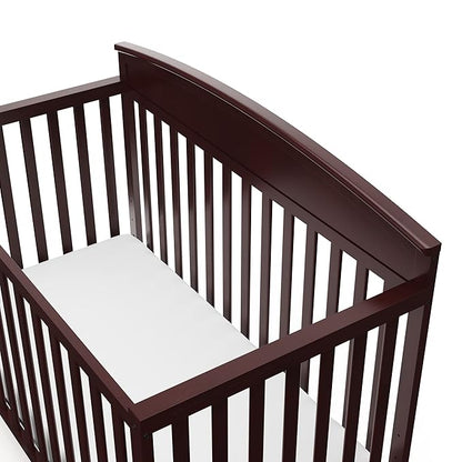 Graco Benton 5 in 1 Convertible Crib (GREENGUARD Gold Certified) with Premium Foam Crib and Toddler Mattress Included - Espresso, Converts from Baby Crib to Toddler Bed, Daybed and Full-Size Bed