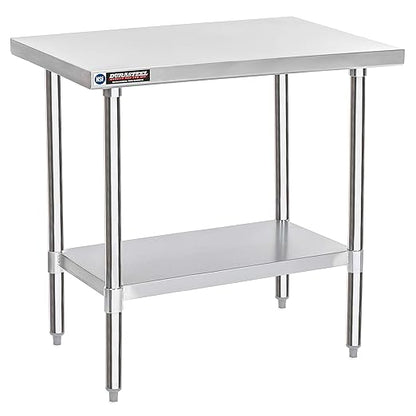 DuraSteel 24x36 Stainless Steel Work Table - NSF Commercial Prep Metal Table - Outdoor Pizza Oven Stand w/Under Shelf - Kitchen Island Laundry Utility Garage Microwave Stand Large Rolling Storage Cart