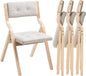 VEVOR Wooden Folding Chairs with Cushion, Set of 4, Portable Foldable Cushion Chair with Wooden Frame, Modern Padded Dining Chair for Kitchen, Office, Wedding, Party, Dining Room, Easy Assembly, Beige