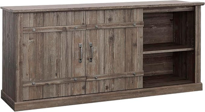Sauder Entertainment Credenza, Pebble Pine Finish