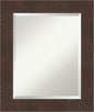 Amanti Art Brown Wall Mirror 25x21 Wildwood Brown Rectangle Bathroom Mirror for Wall Decor Living Room, Small Rustic Farmhouse Frame, Hangs Horizonally and Vertically, Bathroom Decor, Beveled Edge