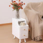 Small Nightstand, Narrow Nightstand, Solid Slim Wood Night Stand for Small Spaces, Couch, White Color 9.84in Wide