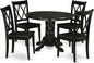 East West Furniture SHCL5-BLK-W 5 Piece Dining Room Table Set Includes a Round Wooden Table with Pedestal and 4 Kitchen Dining Chairs, 42x42 Inch, Black