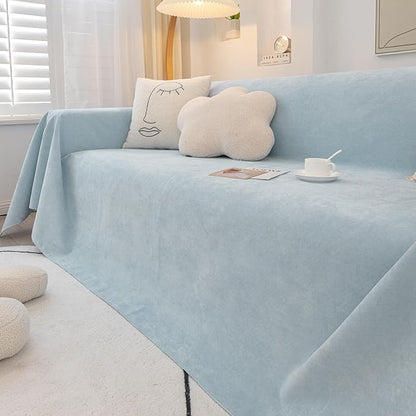 STACYPIK Waterproof Sky Blue Loveseat Couch Cover for Sectional, Couch Cover for Dogs, Anti-Slip Anti-Cat Scratch Furniture Protector for 2 Cushion Couch, Modern Couch Cushion Covers for Pets-71X71IN