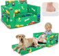 Kids Couch, 2-in-1 Kids Fold Out Sofa, Convertible Toddler Couch to Lounger for Girls and Boys, Soft Toddler Chairs Comfy 1-3 Years Old (Green Monster Truck)