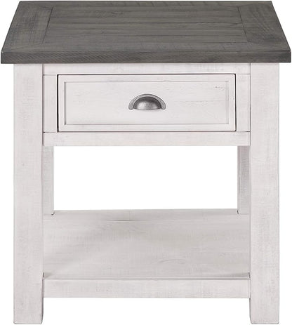 Martin Svensson Home Monterey Solid Wood End Table White with Grey Top
