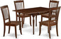 East West Furniture MZDA5-MAH-W 5 Piece Kitchen Table & Chairs Set Includes a Rectangle Dining Table with Dropleaf and 4 Dining Room Chairs, 36x54 Inch, Mahogany