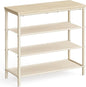 VASAGLE Shoe Rack, 4-Tier Shoe Storage Organizer for Entryway and Closet, Holds 9-12 Pairs of Shoes, 3 Fabric Shelves, Steel Frame, Modern, Natural Beige and Pearl White ULBS035K01