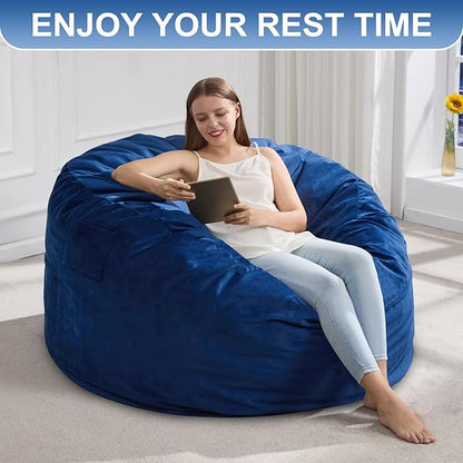 Hobestluk 4FT Bean Bag Chair Giant Bean Bag Chairs for Adults Large Bean Chairs with Removable Cover, Beanbag Chair with Filler, Adult Bean Bag Chairs for Living Room, Bedroom
