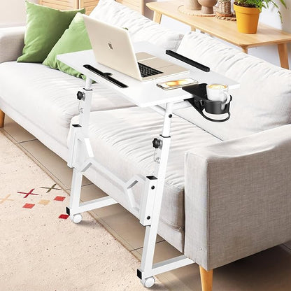 Small Standing Desk with Wheels, Portable Treadmill Desk, Rolling Desk Adjustable Height for Laptop, Mobile Standing Table for Walking Pad, Bedside Table