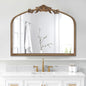 ironsmithn Gold Arched Mirror, 30"x36" Ornate Beaded Frame Mirrors, Metal Decorative Accent Mirror for Fireplace Bedroom Bathroom Living Room Entryway
