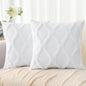 decorUhome Throw Pillow Covers 24x24 Inch Set of 2, Soft Plush Faux Fur Wool Pure White Couch Pillow Covers, Decorative Neutral Pillow Cases for Bed Sofa Living Room Home Decor