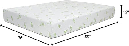 NapQueen King Size, 12 Inch Anula Green Tea Infused Memory Foam Mattress, Bed in a Box, CertiPUR-US Certified Mattress