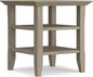 SIMPLIHOME Acadian SOLID WOOD 19 Inch Wide Square Transitional End Table in Distressed Grey, For the Living Room and Bedroom