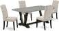 East West Furniture V697EL635-5 5 Piece Modern Dining Table Set Includes a Rectangle Wooden Table with V-Legs and 4 Doeskin Linen Fabric Parsons Dining Chairs, 40x72 Inch, Multi-Color