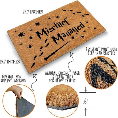 Funny Coir Doormat Magical Fantasy Front Door Mat Entryway Indoor and Outdoor Mat with Heavy Duty Front Porch Decor Welcome Mats for Entrance Way Decor Natural Coconut Thick Brown Mat 23.7x15.7 inch
