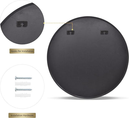 Round Mirror 15.7" Black Wall Mounted Circle Mirrors Vanity Mirror with Aluminum Alloy Frame Modern Decoration for Bathroom, Living Room, Vanity, Bedroom, Entryway
