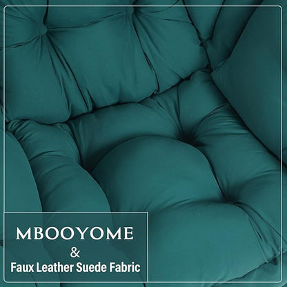Lazy Chair with Folding Ottoman, Modern Accent Lounge Armchair with Armrests and a Side Pocket & Foldable Footstool, Leisure Reading Chair for Living Room, Bedroom, Dorm & Office, Dark Green