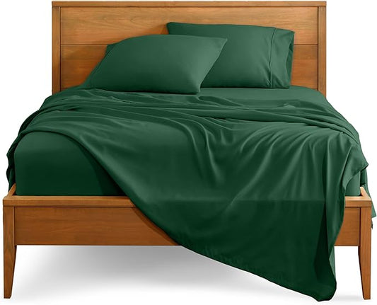 Bare Home Twin XL Sheet Set - College Dorm Size - Luxury 1800 Ultra-Soft Microfiber Twin Extra Long Bed Sheets - Deep Pockets - Easy Fit - Extra Soft - 3 Piece Set - Bed Sheets (Twin XL, Forest Green)
