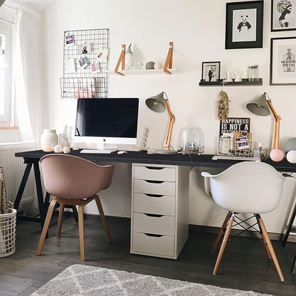 Kaboon Universal Tabletop 55"x20", Solid One-Piece Melamine Table Top, Double Desk L-Desk DIY, Home and Office,Cloud Atlas/Black Marble