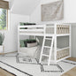 Max & Lily Low Bunk Bed, Scandinavian Modern Bunk Bed, Solid Wood Twin-Over-Twin Bed Frame for Kids, No Box Spring Needed, Blonde/White