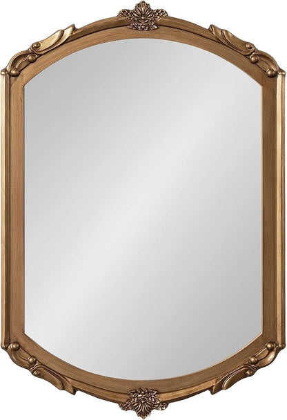 Kate and Laurel Berkshire Vintage Arched Wall Mirror, 24 x 36, Gold, Antique Ornate Arch Capsule Mirror with Detailed Frame Accenting and Classic Finish