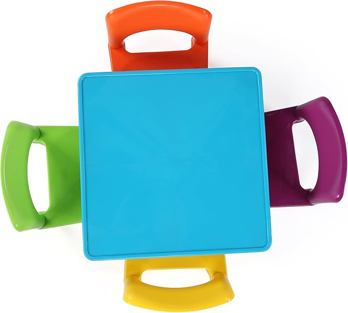 Humble Crew Tot Tutors Plastic Table and 4 Chairs Set - Aqua Blue