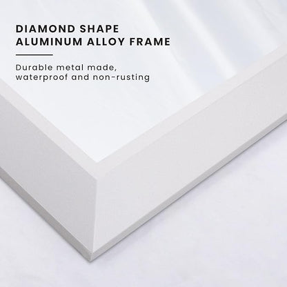 Amorho Bathroom Mirror, 24 X32 Inch White Thick Metal Framed Wall Mirrors for Over Sink, Bedroom, Living Room, Entryway, Rectangle Wall-Mounted Mirrors(Horizontal/Vertical).