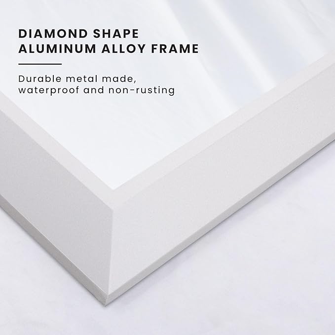 Amorho Bathroom Mirror, 60X28 Inch White Thick Metal Framed Wall Mirrors for Over 2 Sinks, Bedroom, Living Room, Entryway, Large Rectangle Wall-Mounted Mirrors.