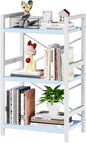 Homeiju Bookshelf, 3 Tier Industrial Bookcase, Metal Small Bookcase, Rustic Etagere Book Shelf Storage Organizer for Living Room, Bedroom, and Home Office(Blue) Patent Pending D29873033