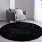 FJZFING Black Round Rug Ultra-Soft Plush Modern 5x5 Circle Area Rug for Kid's Bedroom, Fluffy Shag Circular Rug for Nursery Room, Non-Slip Home Decor Cute Black Carpet for Teen's Room