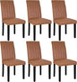 VECELO Upholstered Dining Chairs Set of 6, Modern PU Leather Accent Parsons, Solid Wood Legs w/Rubber Footpads, for Living Room Kitchen, Brown