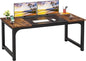 LITTLE TREE 63 Inch Large Executive Computer Office Desk, Brown+Black