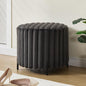 Furniliving Modern Round Ottoman, Large Size Bedroom Ottoman Footstool Round Ottomans Stool for Living Room, Bedroom, Makeup Room, Black, Faux Fur