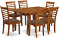 East West Furniture Milan 7 Piece Kitchen Set Consist of a Rectangle Table with Butterfly Leaf and 6 Linen Fabric Dining Room Chairs, 36x54 Inch, MILA7-SBR-C