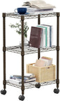 3 Tier Shelf Metal Storage Shelves Wire Rack Closet Organizers with Wheel for Garage Kitchen Bathroom Laundry Brown 11.8" D x 17.7" W x 29.8" H
